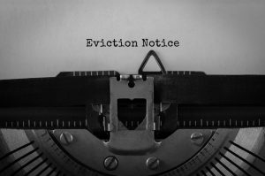 Text Eviction Notice typed on retro typewriter